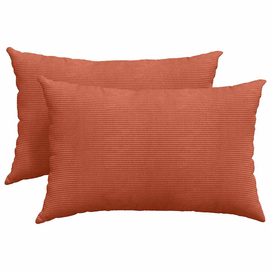 Sofa Pillows 2 pcs Red Orange 60 x 40 cm Corduroy Fabric